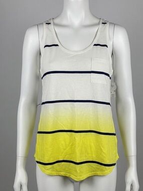 GAP Striped Scoop Tank Top - White, Navy & Yellow